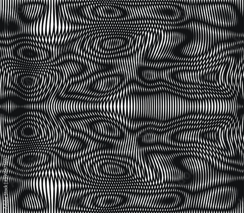 Moire seamless holographic vector background. Moire texture wavy lines optical illusion abstract background. TV screen effect. Distorted shapeful lines wallpaper. photo