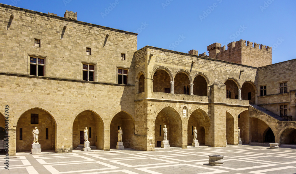 The Palace of the Grand Master of the Order of the Knights, courtyard, Rhodes, Greece
