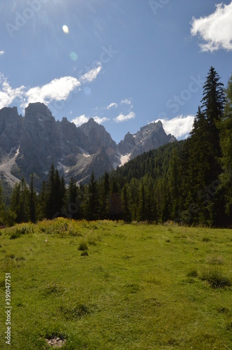 Hiking in the lush and dramatically beautiful Val di Fiemme and Passo Rollo in the Dolomites, Northern Italy