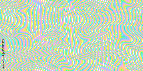 Moire seamless holographic vector background. Moire texture wavy lines optical illusion abstract background. TV screen effect. Distorted shapeful lines wallpaper.
