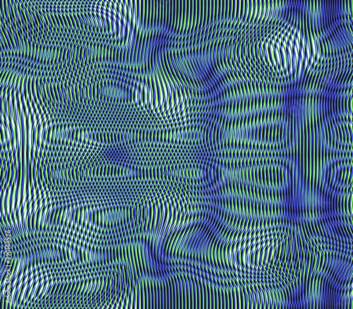Moire seamless holographic vector background. Moire texture wavy lines optical illusion abstract background. TV screen effect. Distorted shapeful lines wallpaper.