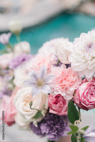 Wedding bridal bouquet of various flowers