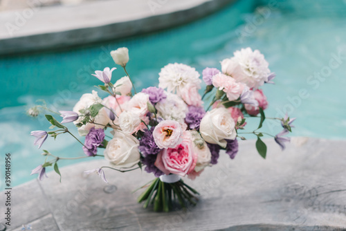 Wedding bridal bouquet of various flowers