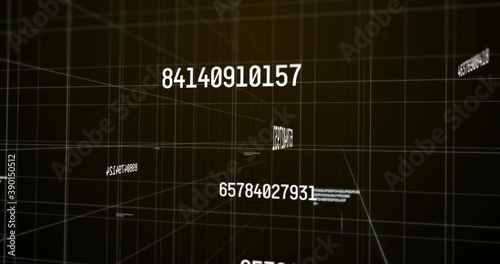 Wallpaper Mural Animation of white numbers changing and data processing over glowing light trails Torontodigital.ca