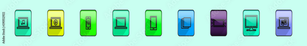 set of media. cartoon icon design template with various models vector illustration isolated on blue background
