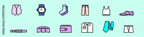 men clothes and accessories set. cartoon icon design template in trendy flat design vector illustration isolated on blue background