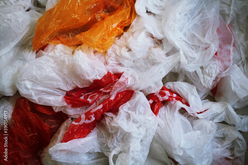A bunch of plastic non-recyclable bags