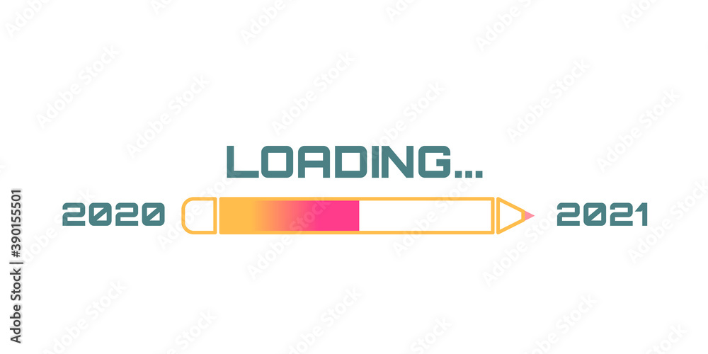Loading bar for 2021 goal planning business concept, vector illustration for graphic design, flat style