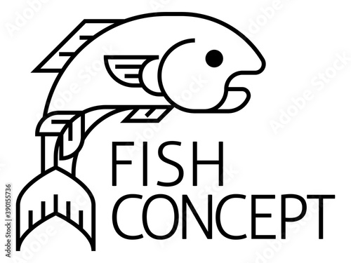 A fish sign label icon concept design
