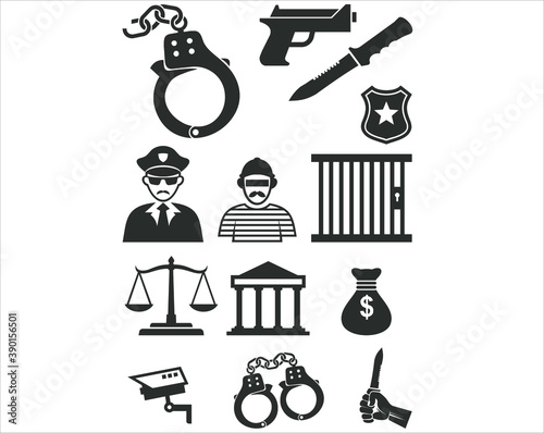 A collections of crime icon.