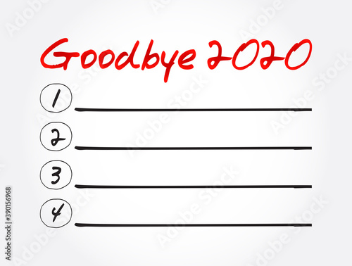 Goodbye 2020 blank list, concept background