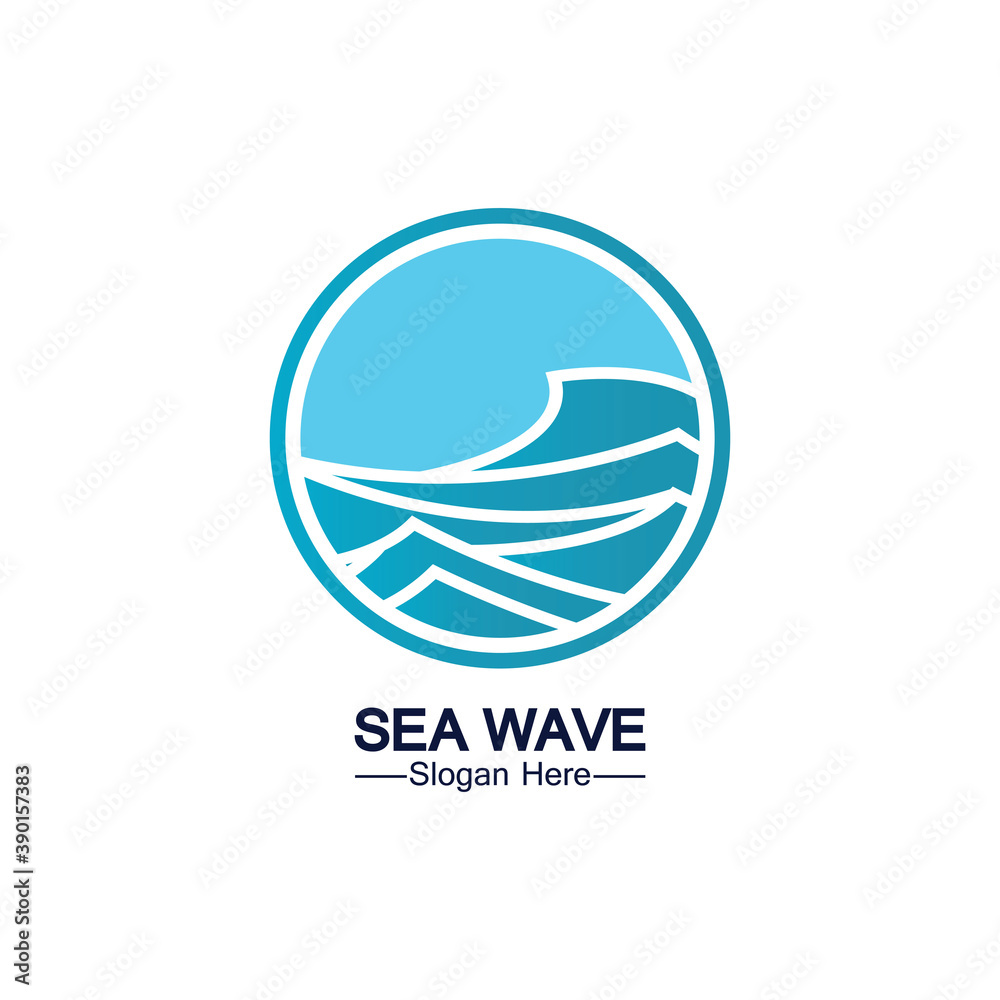 Water wave logo template icon vector illustration design. Wave In Circle Shape