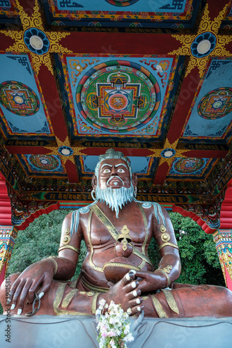 Statue of Thangtong Gyalpo in Thang Gyal Monastery on November 1, 2020 in Yuksom, Sikkim, India. photo