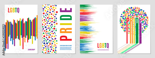 Lgbtq rainbow flag freedom community, pride pattern on white background, colorful cover illustration.