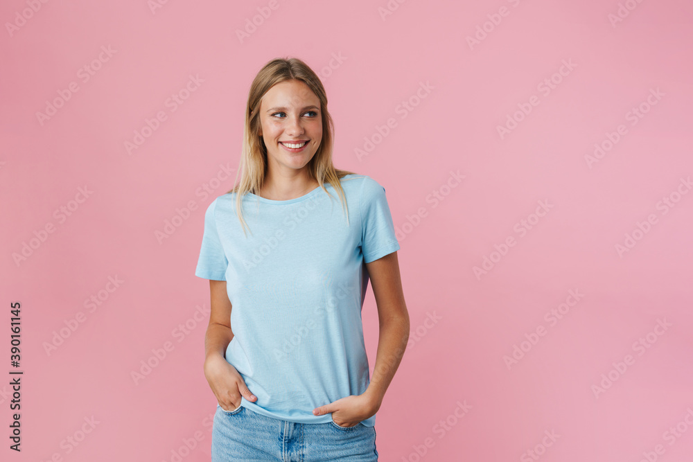 Cheerful beautiful girl smiling while posing at camera Cheerful beautiful girl smiling while posing at camera