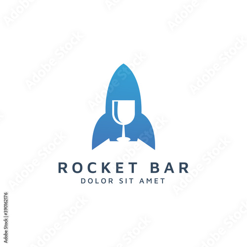 rocket and bar negative space logo design