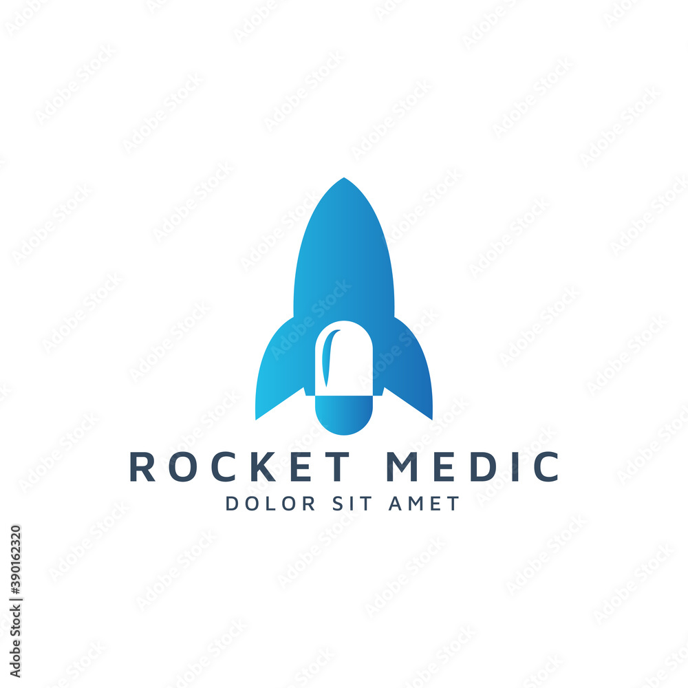 rocket and medical negative space logo design rocket and medical negative space logo design