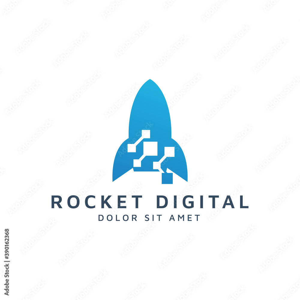 rocket and digital negative space logo design rocket and digital negative space logo design