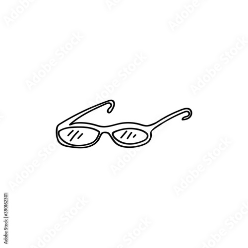 Eyeglasses. Doodle icon. Simple vector hand-drawn illustration of a sketch of an Eyeglasses. Black outline on a white background