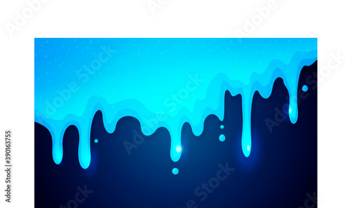 Vector Illustration Blue Dripping Slime With Glossy Effect