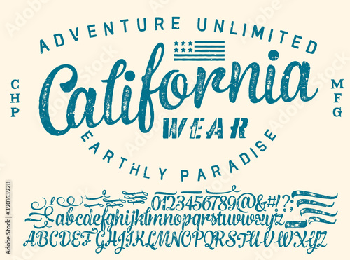 Original vintage Denim print  for t-shirt or apparel. Old school vector graphic for fashion and printing.