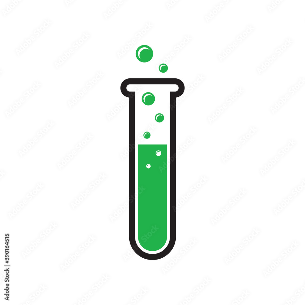 Chemistry test tube - icon design. Flask concept sign. Science symbol. Graphic design element. 
