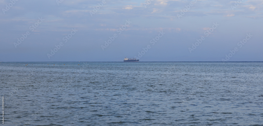 a tanker is floating in the sea
