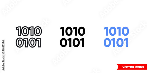 Data icon of 3 types color, black and white, outline. Isolated vector sign symbol.