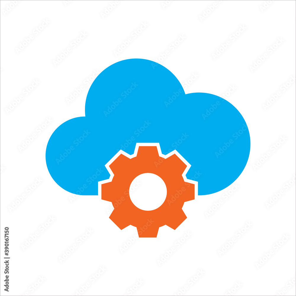 cloud with setting gear. Concept of cloud network setting. vector icon concept. cloud with setting gear. Concept of cloud network setting. vector icon concept.