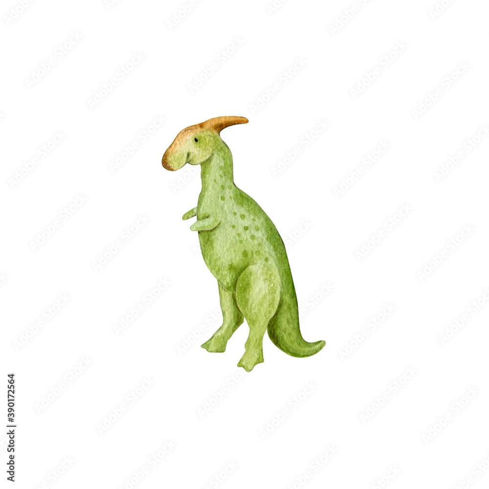 Fototapeta premium watercolor cute little dinosaurus background