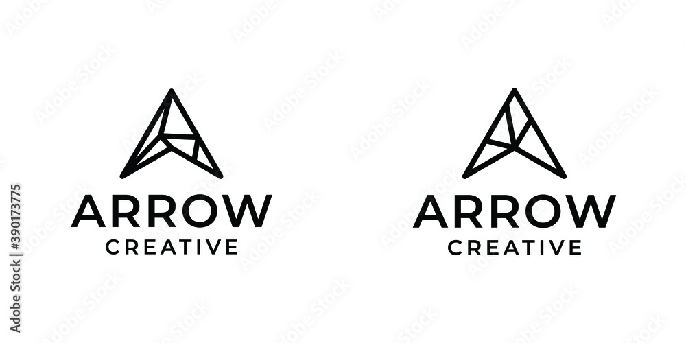 Arrow logo icon with stripes line style design inspiration template Arrow logo icon with stripes line style design inspiration template