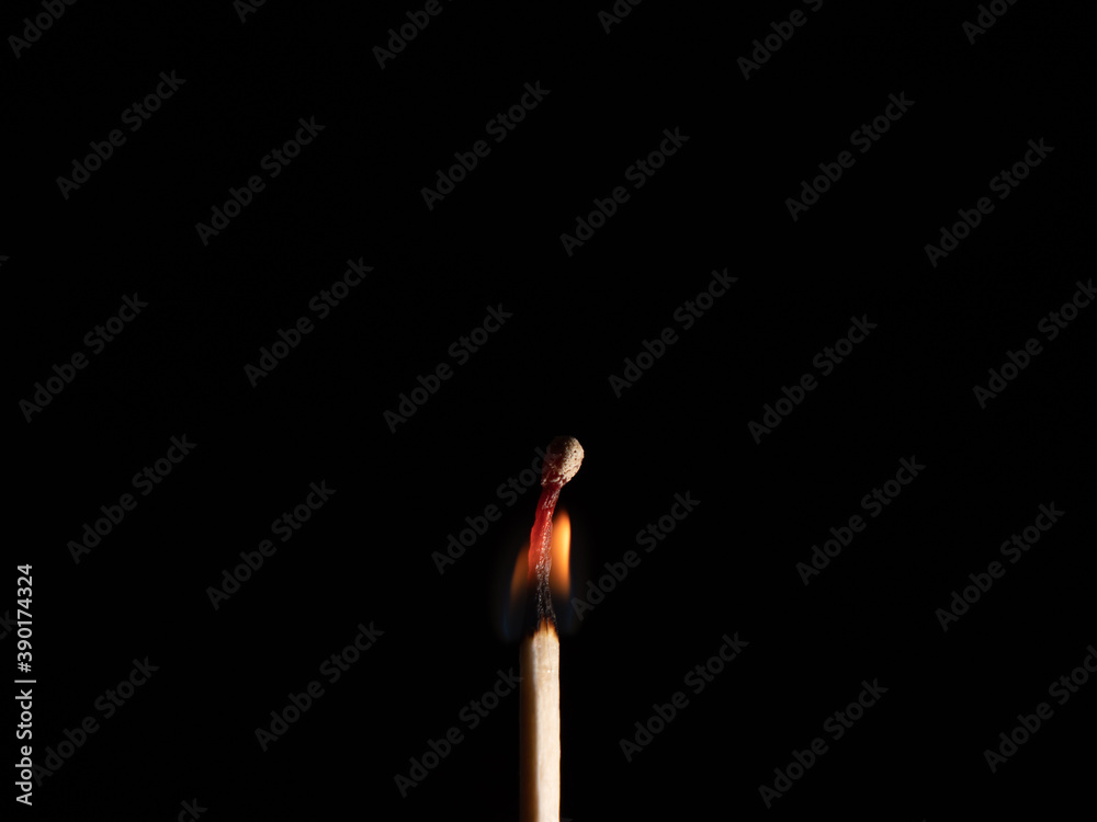 Burned match stick isolated on black background. Burned match stick isolated on black background.