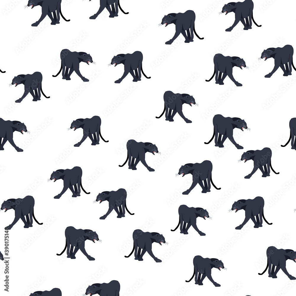 seamless pattern Black Jaguar Puma Lion Panther. Vector illustration. Animal seamless pattern Black Jaguar Puma Lion Panther. Vector illustration. Animal