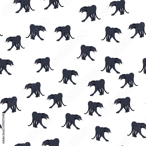 seamless pattern Black Jaguar Puma Lion Panther. Vector illustration. Animal