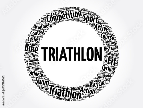 Triathlon word cloud, sport concept background