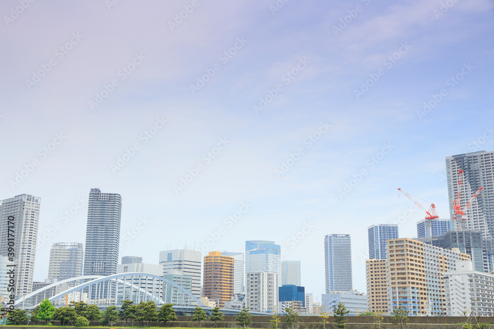 Fototapeta premium 浜離宮庭園と勝どき遠景