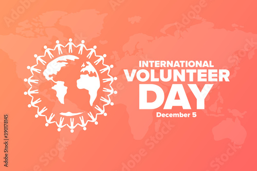 International Volunteer Day for Economic and Social Development. December 5. Holiday concept. Template for background, banner, card, poster with text inscription. Vector EPS10 illustration.