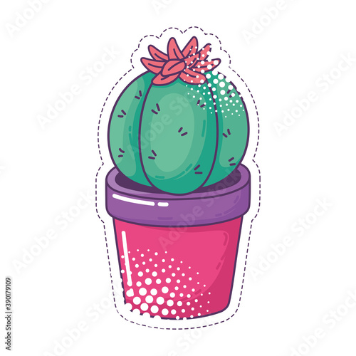 potted cactus flower pop art element sticker icon isolated design