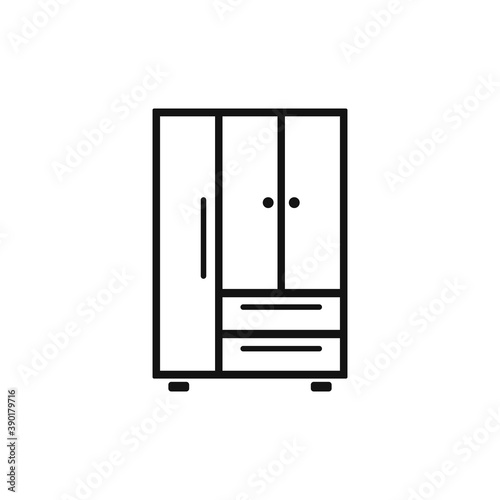 Cupboard, wardrobe, furniture flat design icon.Bedroom furniture single icon in flat style vector symbol stock illustration.