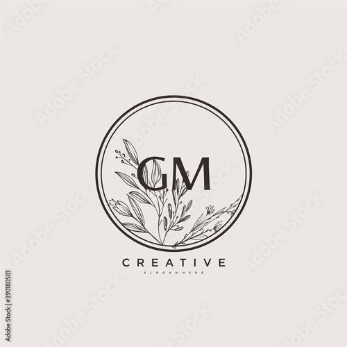 GM Beauty vector initial logo art, handwriting logo of initial signature, wedding, fashion, jewerly, boutique, floral and botanical with creative template for any company or business.