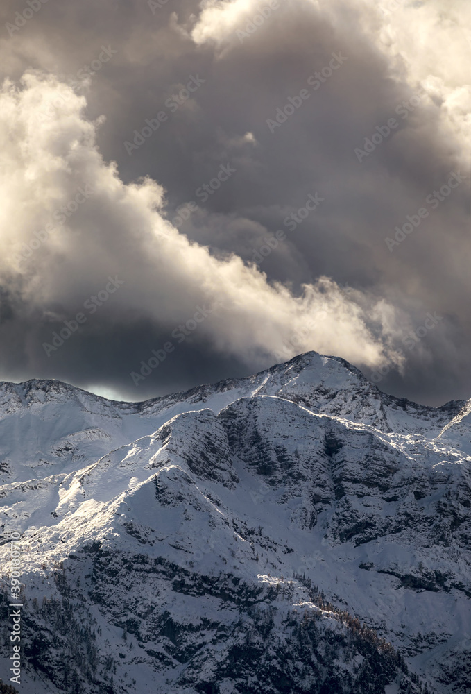 winter mountains in clouds