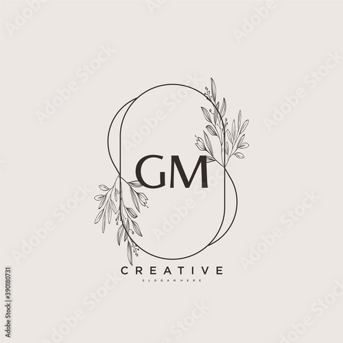 GM Beauty vector initial logo art, handwriting logo of initial signature, wedding, fashion, jewerly, boutique, floral and botanical with creative template for any company or business.