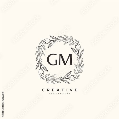 GM Beauty vector initial logo art, handwriting logo of initial signature, wedding, fashion, jewerly, boutique, floral and botanical with creative template for any company or business.