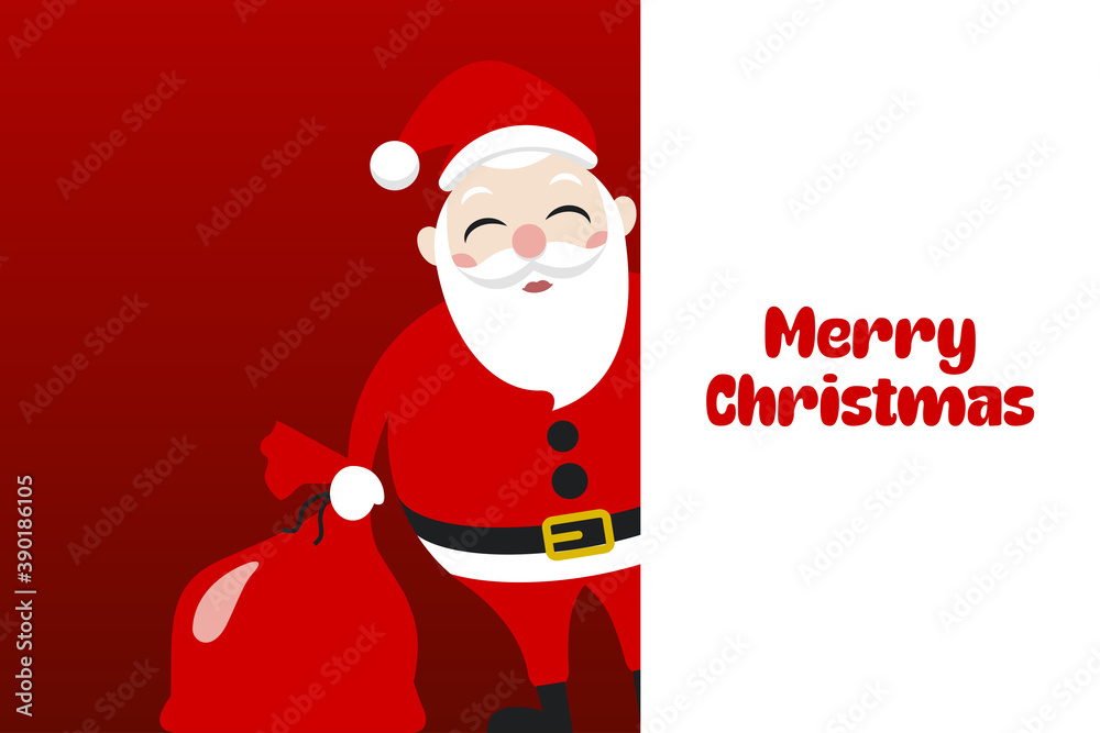 Santa Claus peeps with Merry Christmas background Santa Claus peeps with Merry Christmas background
