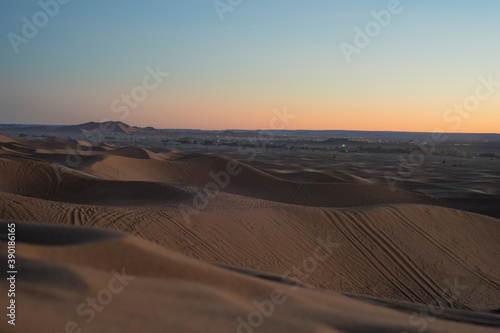 Evening desert view in Merzouga  Morocco