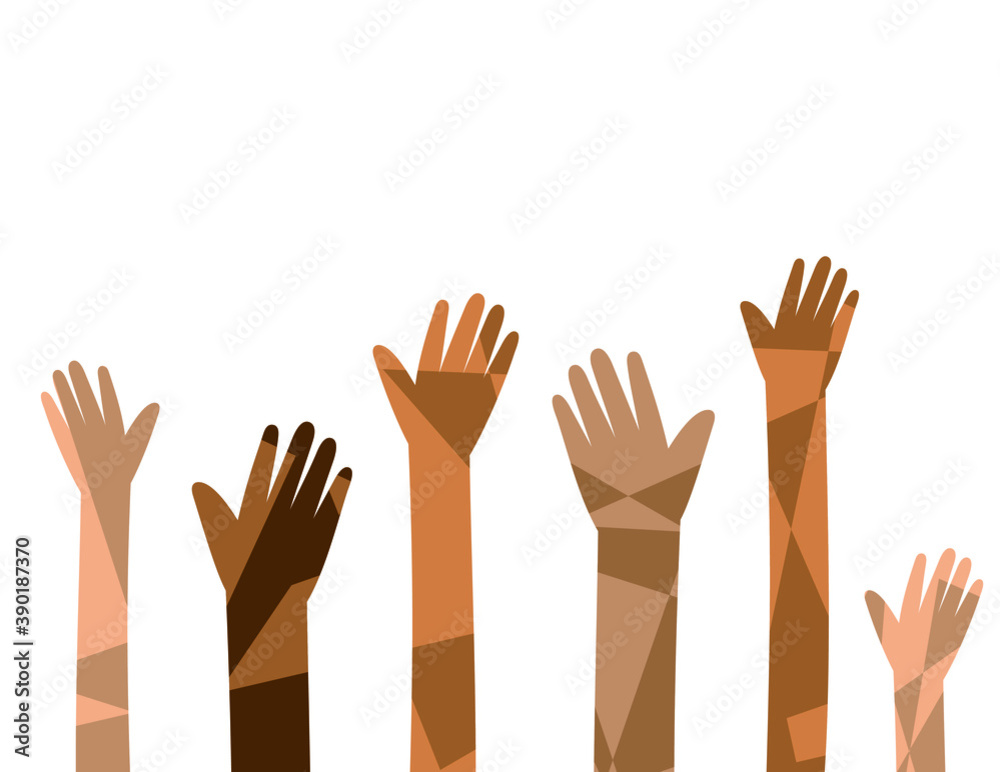 the arms are raised up, the vote of people illustration of isolated human hands