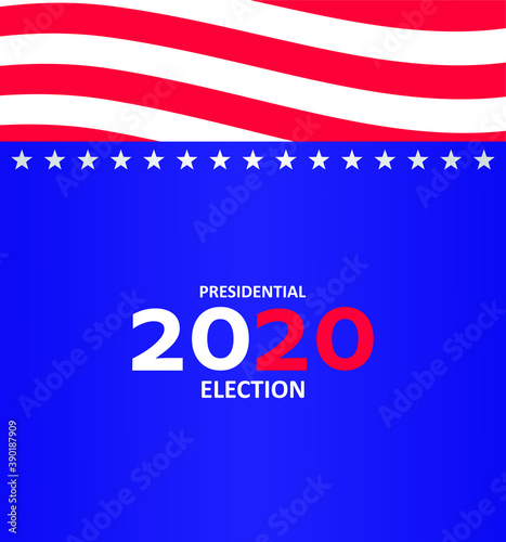 us elections banner  blue background  white stars and red stripes  america vote illustration