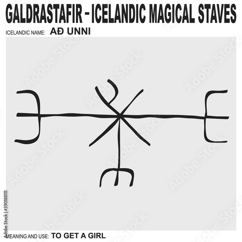 vector icon with Icelandic magical staves Ad unni. Symbol symbol means and is used for get a girl photo