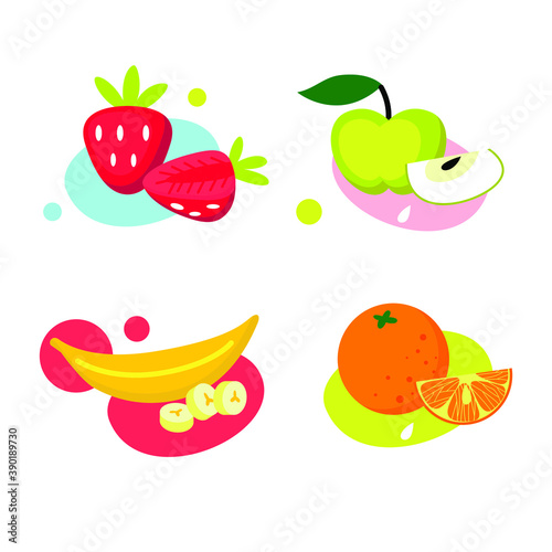 Fototapeta Naklejka Na Ścianę i Meble -  Set of vector food icons. Berries and fruits