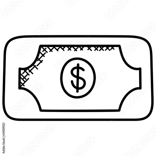 Money icon with dollar sign depicting earnings in e-commerce, e-business,  